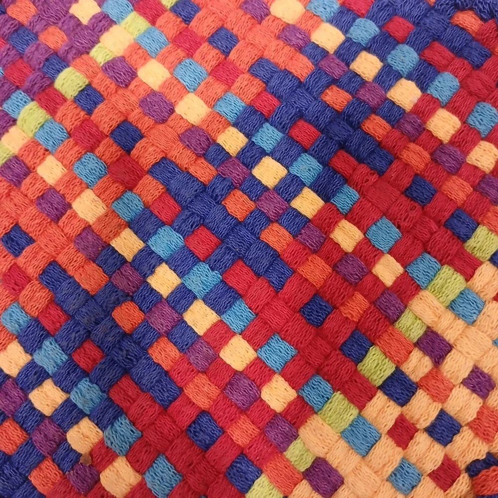 Handmade  Loop Loom Woven Pot‎ Holder Trivet Bright Multicolored Set Cottagecore
